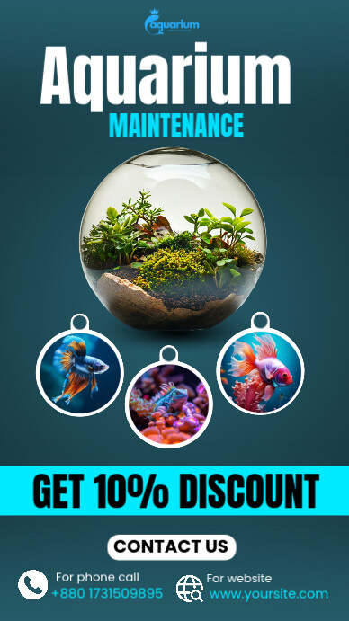 Aqua Joyful Aquarium Maintenance Instagram Story Instagram-verhaal template