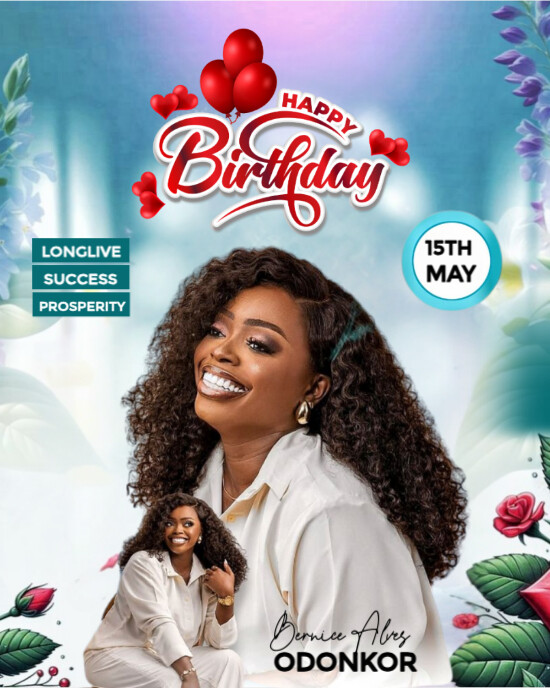 Aqua Joyful Birthday Flyer Instagram Portrait template