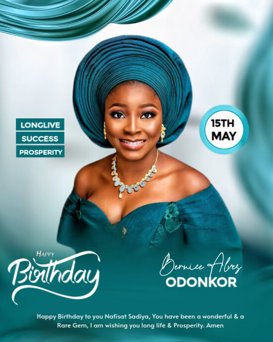 Aqua Joyful Birthday Flyer Instagram Portrait template