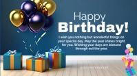 Aqua Joyful Blue Joyful Birthday  Digital Display (16:9) template