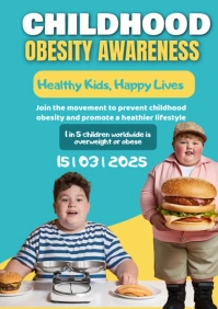 Aqua Joyful Childhood Obesity Awareness A1 template