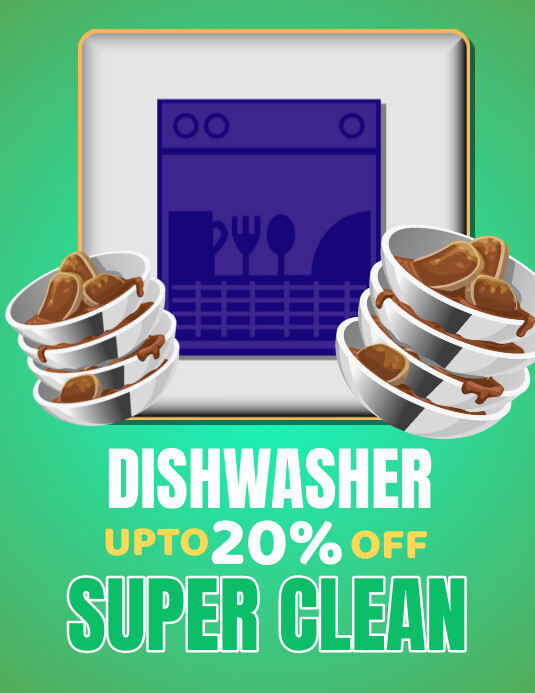 Aqua Joyful Dishwasher  Flyer (us Letter) template