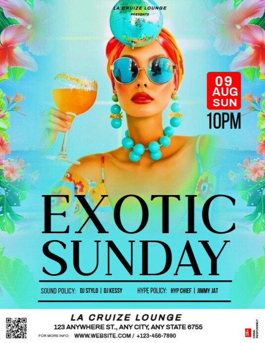 Aqua Joyful Exotic Sunday  Flyer (us Letter) template