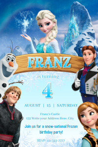Aqua Joyful Frozen Birthday Invitation Poster template