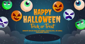 Turquoise Halloween Trick or Treat Donation delt Facebook-billede Template