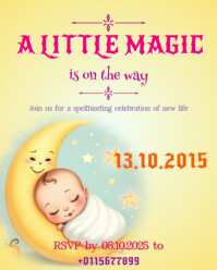 黄色 Baby Shower Invitation Instagram Portrait Template