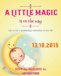Aqua Joyful Halloween Theme Baby Shower Announcement Invitation Card Flyer Banner Poster Postcard So Instagram Portrait template