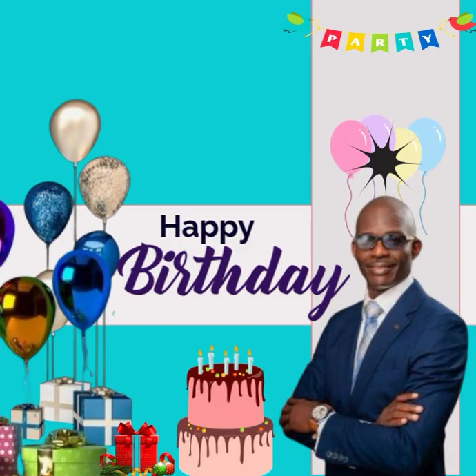 Plantilla de Aqua Joyful Happy Birthday Instagram Post | PosterMyWall