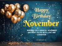 Aqua Joyful Happy Birthday November  Yard Sign template