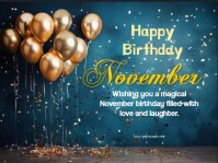Aqua Joyful Happy Birthday November  Yard Sign Sinal de jardim template