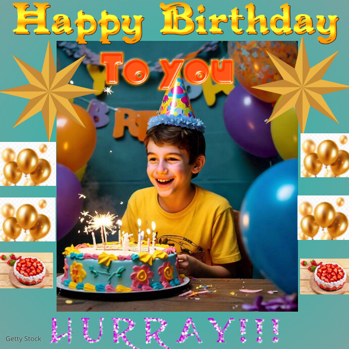 Plantilla de Aqua Joyful Happy Birthday To You Instagram | PosterMyWall