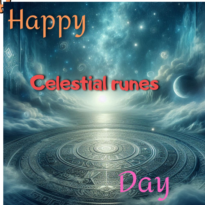 Aqua Joyful Happy Celestial Runes Day Instagram Post Template ...