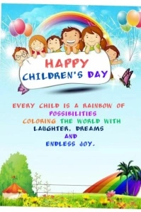 Aqua Joyful Happy Children's  Poster template