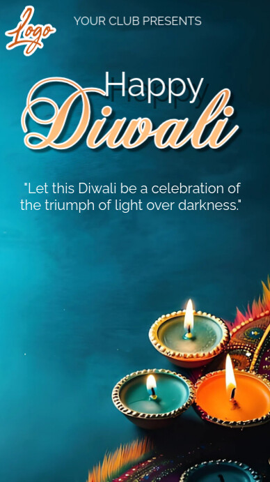 Aqua Joyful Happy Diwali  Digital Display (9:16) template
