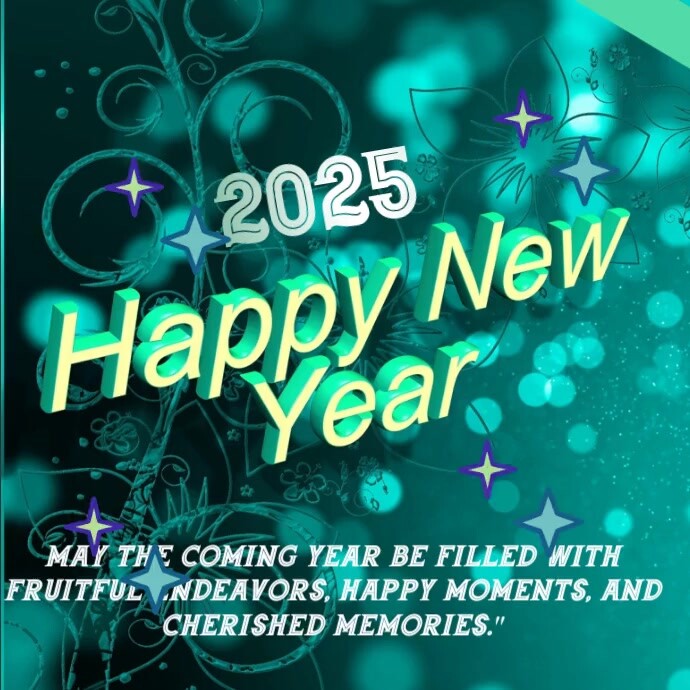 Aqua Joyful Happy New Year Instagram Post Template | PosterMyWall