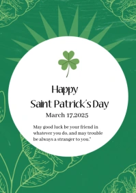 Aqua Joyful Happy Saint Patrick's Day 17 March A4 template