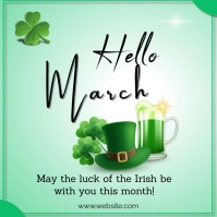 Aqua Joyful Hello March  Instagram Post template