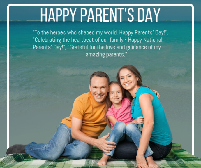 Aqua Joyful International Parents Day Medium Rectangle template