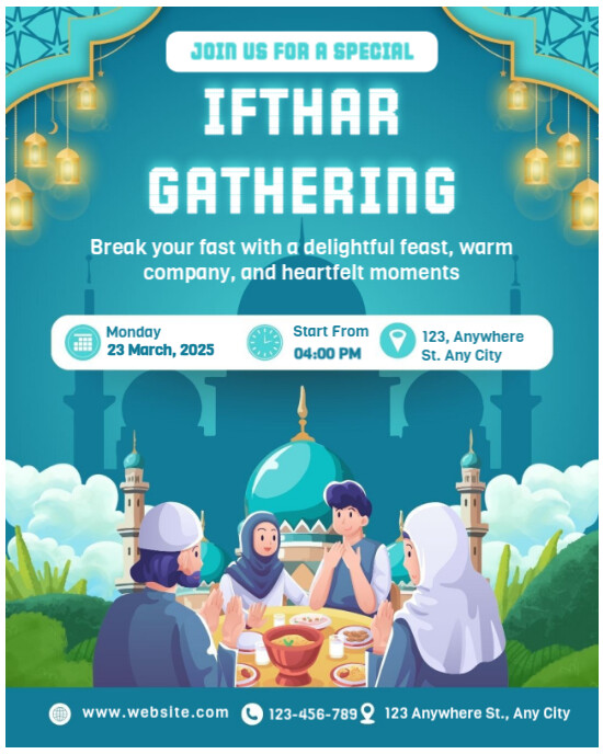 Aqua Joyful Join Us For Ifthar Gathering  Instagram Portrait template