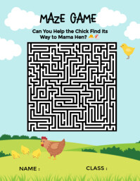 Aqua Joyful Maze Game Help The Chick Reach Its Mother Flyer (us Letter) template
