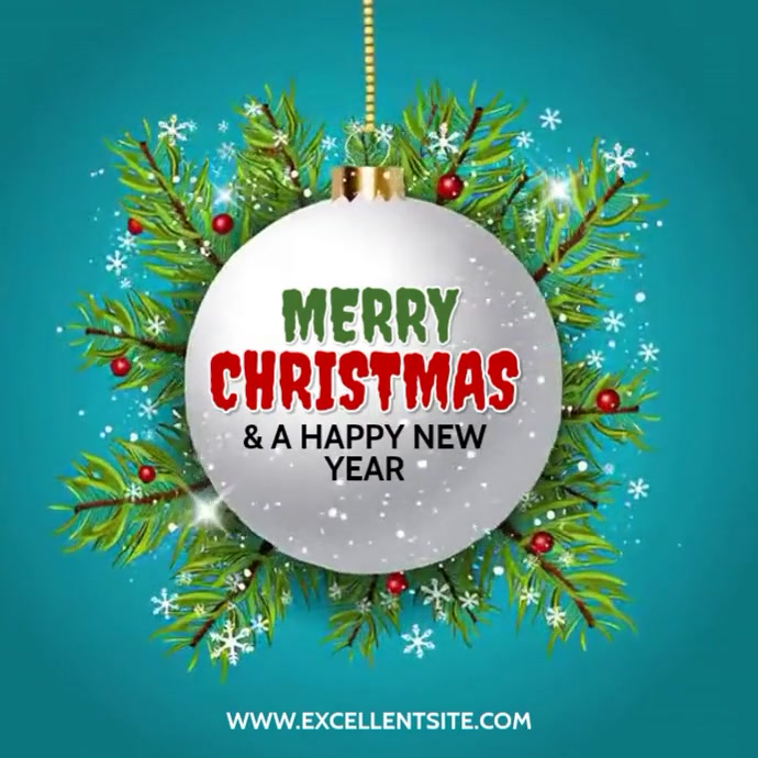Plantilla de Aqua Joyful Merry Christmas Greeting Card Instagram Post ...