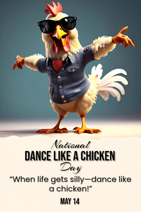Aqua Joyful National Dance Like A Chicken Day Poster template