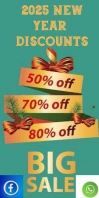Aqua Joyful New Year Discount Roll Up Banner 3' × 6' template