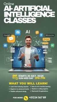 Aqua Joyful Online Ai Courses, Facebook Story template