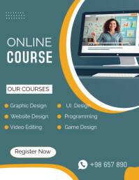 Aqua Joyful Online Course Flyer (us Letter) template