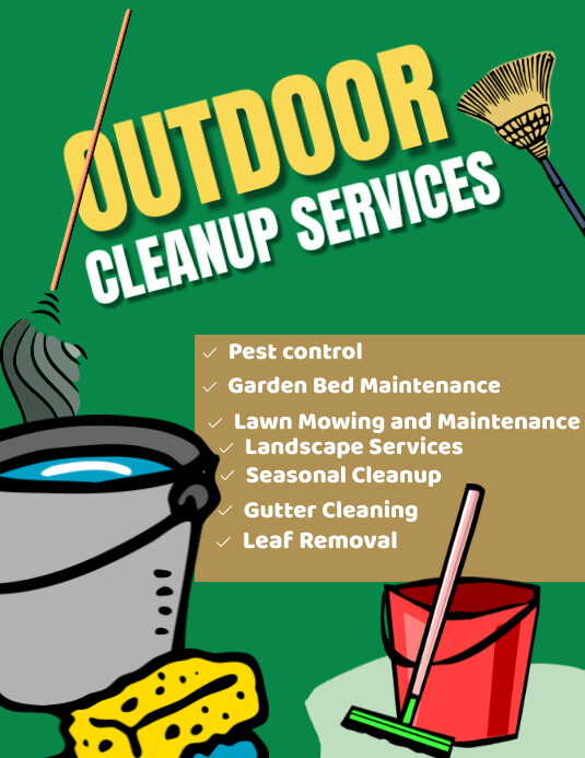 Aqua Joyful Outdoor Cleanup Services  Flyer ( template