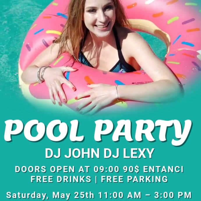 Aqua Joyful Pool Party Instagram Post Template | PosterMyWall