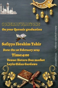 Aqua Joyful Qur'anic Graduation Card Invention  Pinterest Graphic template