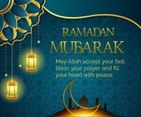 Aqua Joyful Ramadan Mubarak 2025 Medium Rectangle template