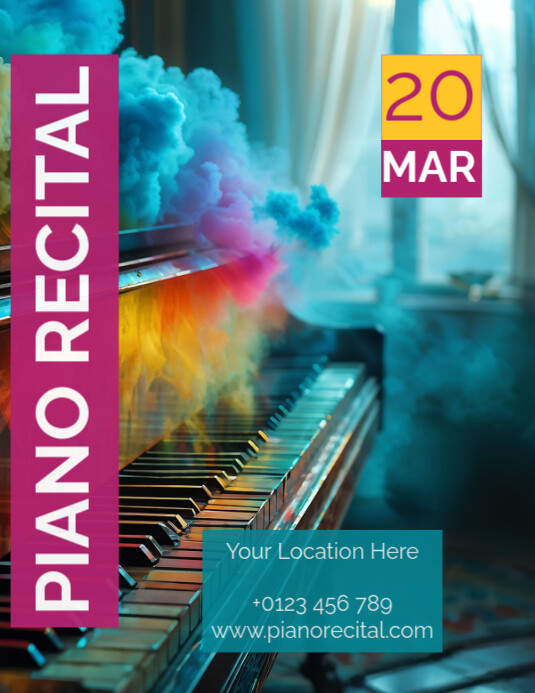 Aqua Joyful Recital Flyer (us Letter) Template | PosterMyWall