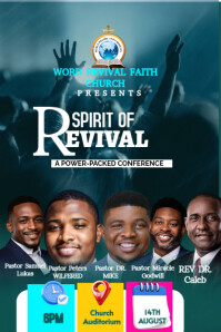 Aqua Joyful Revival Church Programm Poster Póster template