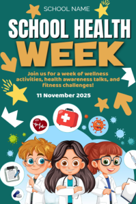 Turkusowy School Health Week Poster Template