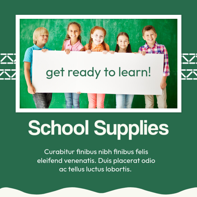 Aqua Joyful School Supplies Instagram Post Iphosti le-Instagram template