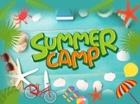 Aqua Joyful Summer Camp Yard Sign Panneau de jardin template