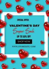 Aqua Joyful Valentine's Day Sale Promotional Template  A1