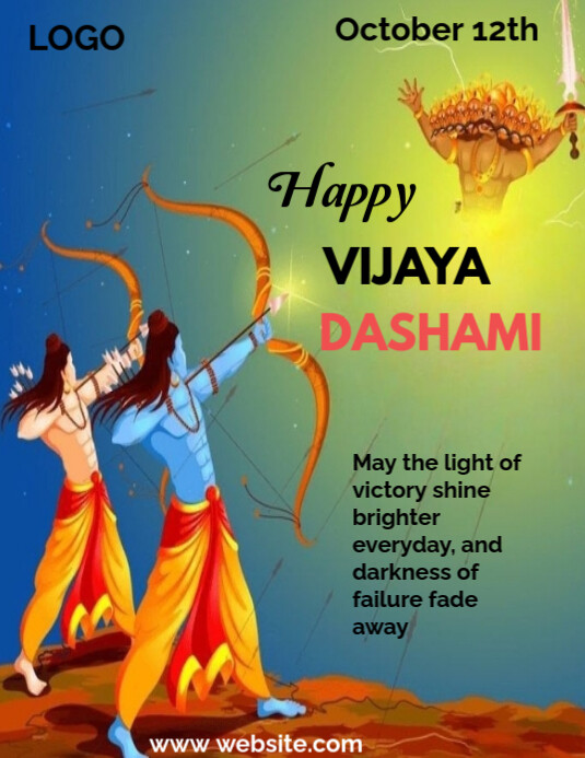 Copy of Aqua Joyful Vijaya Dashimi Day Template Design Flyer (us Letter ...