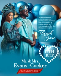 Aqua Joyful Wedding Card  Instagram Portrait template