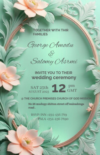 Aqua Joyful Wedding Invitation Tabloid template