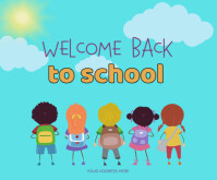 Aqua Joyful Welcome Back To School  Medium Rectangle Middelgrote rechthoek template