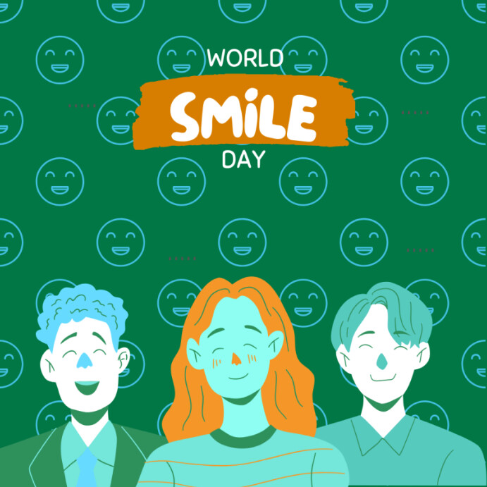 Aqua Joyful World Smile Day Instagram Post Template | PosterMyWall