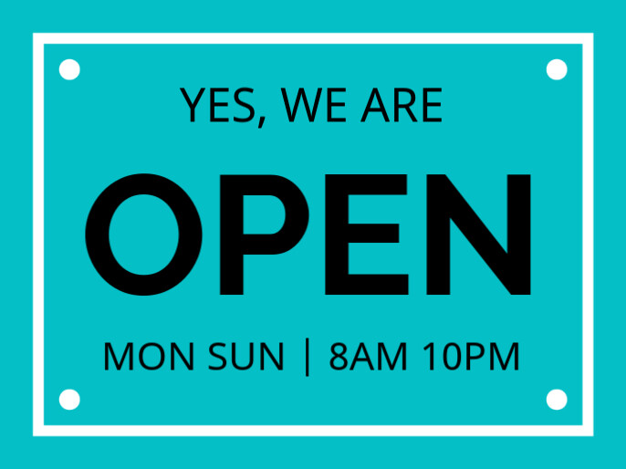 Aqua Joyful Yes We Are Open And Closed Templates Presentation ...