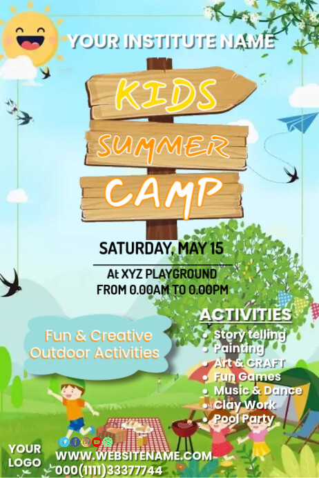 Plantilla de Aqua Kids Summer Camp Poster | PosterMyWall