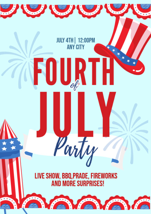 Aqua List-based 4th Of July Post A4 template