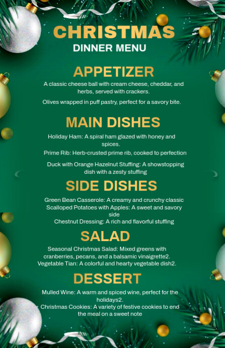 Aqua List-based Christmas Dinner Menu Template Design Tabloid