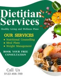 Aqua List-based Dietitian Services Flyer (us Letter) Volante (Carta US) template