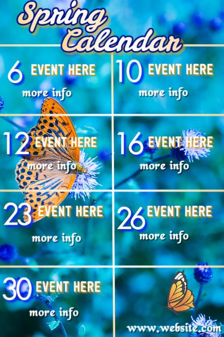 Aqua List-Based Spring Calendar Poster Template | PosterMyWall